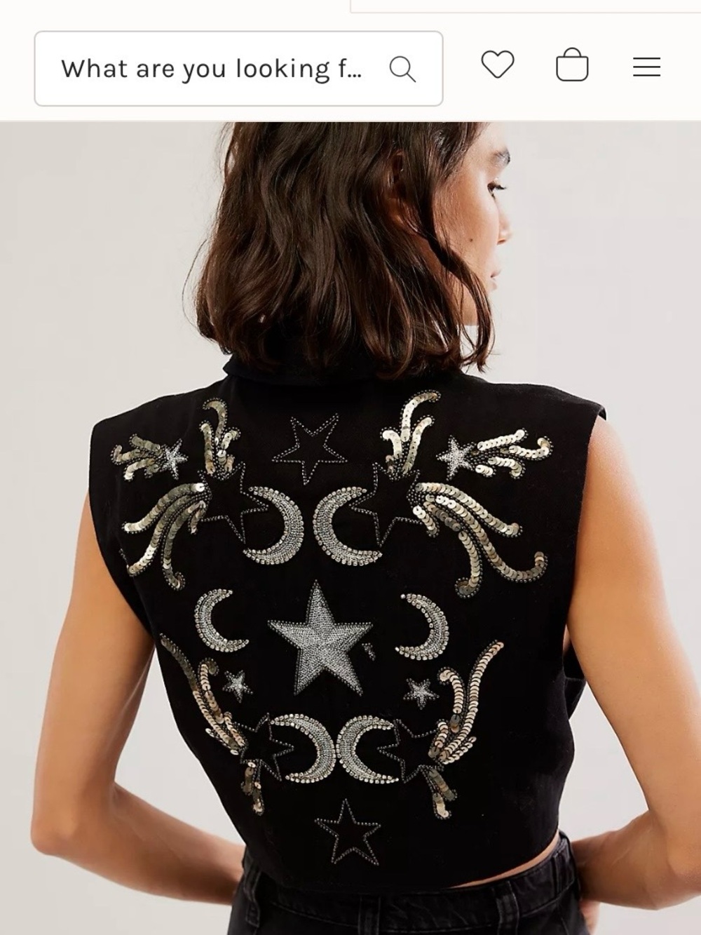 Embellished Black Sleeveless Billy Tux vest with Star & Crescent Motif